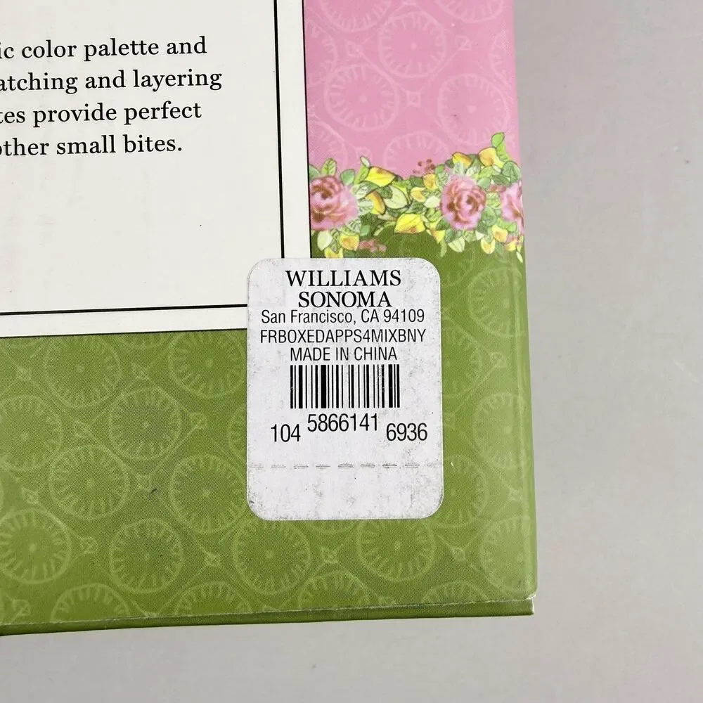 Williams Sonoma Famille Rose Appetizer Plates Bunny Set Of 4 Pink Green Easter